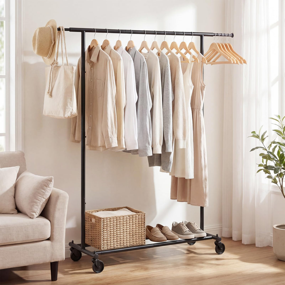 Giantex Extendable Heavy-Duty Rolling Clothing Rack with Wheels