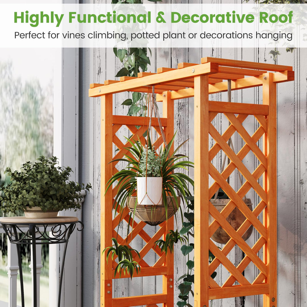 31" x 12.5" x 60" Raised Garden Bed with 2-Sided Trellis &amp; Hanging Roof