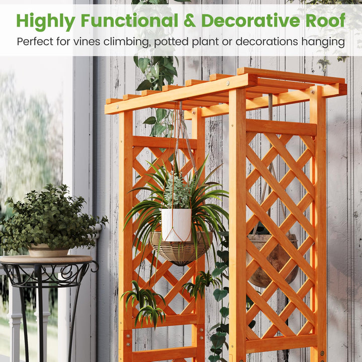31" x 12.5" x 60" Raised Garden Bed with 2-Sided Trellis &amp; Hanging Roof