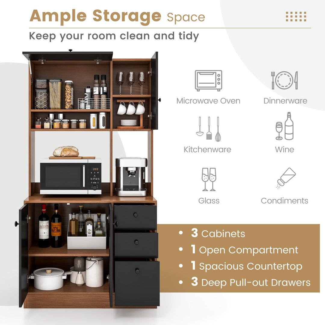 Giantex Kitchen Pantry, Buffet Hutch with 3 Storage Cabinet, 71&