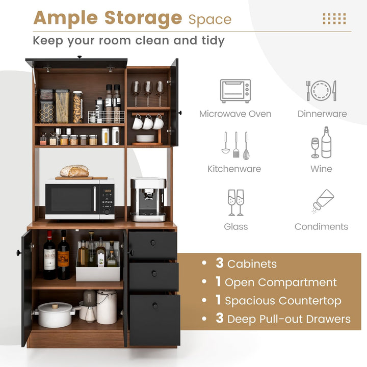 Giantex Kitchen Pantry, Buffet Hutch with 3 Storage Cabinet, 71&