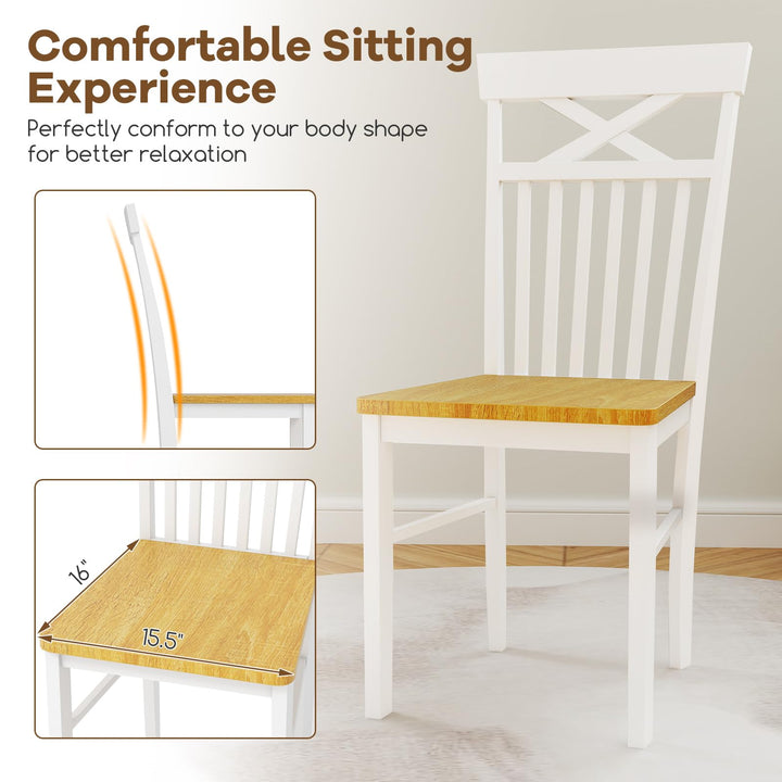 Giantex Wooden Dining Chairs Set of 2/4, Kitchen Chairs w/Rubber Wood Frame, High &amp; Curved Slatted Backrest, Modern Armless Chairs