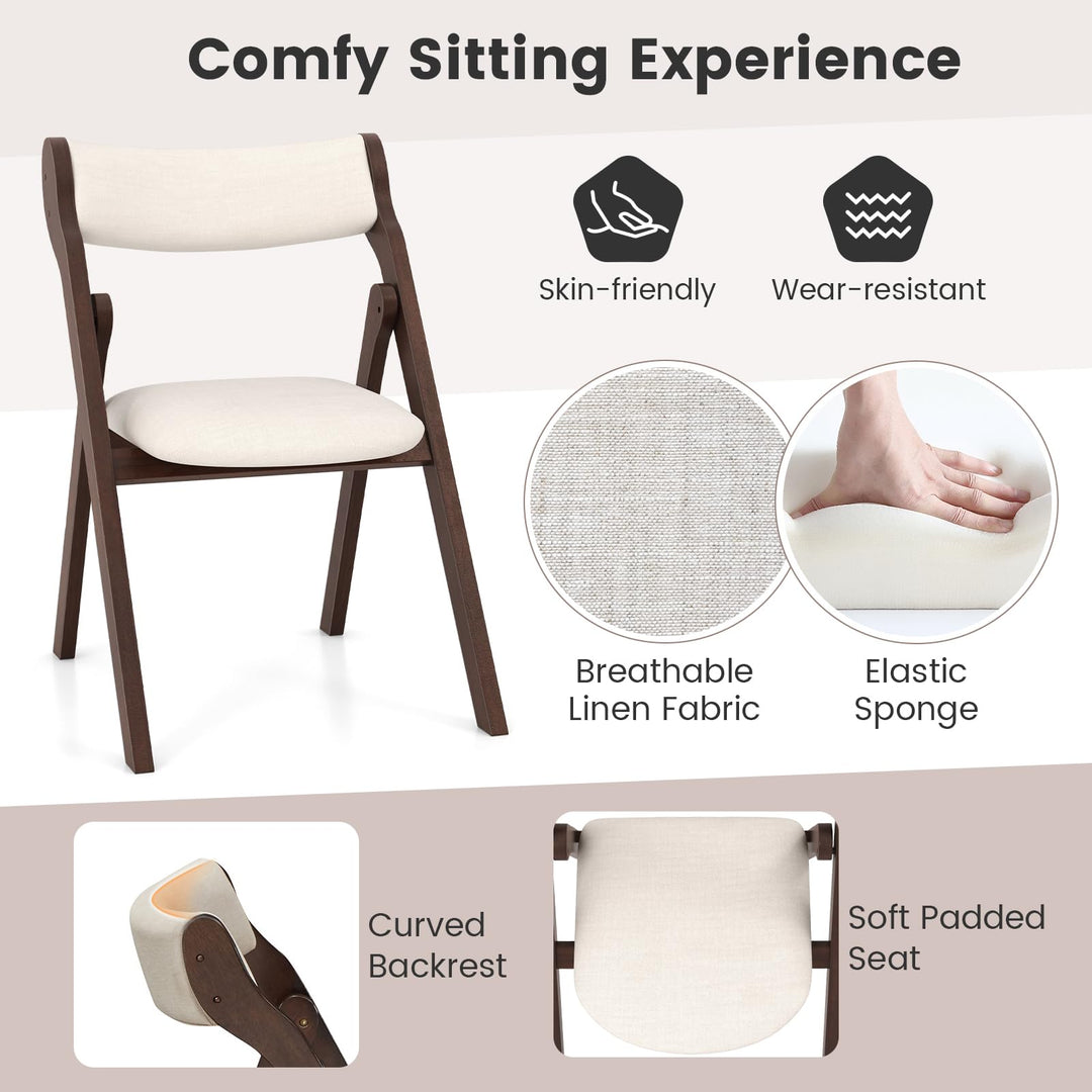 Giantex Folding Dining Chairs, Upholstered Kitchen Chairs w/Comfy Padded Backrest &amp; Seat
