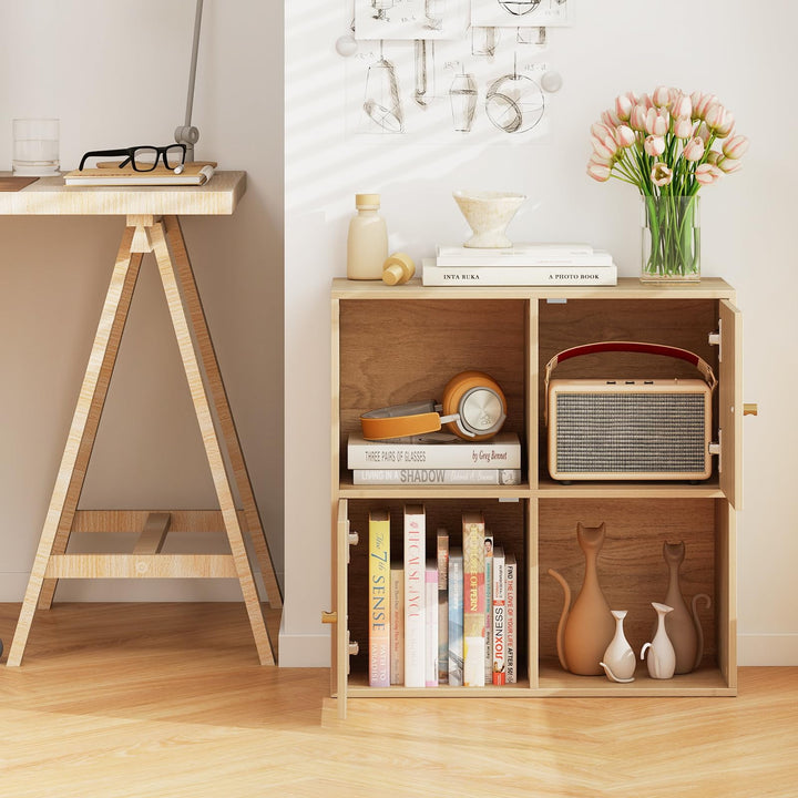 Giantex 4 Cube Bookcase | 2-Tier Freestanding Book Shelf with Open Compartments
