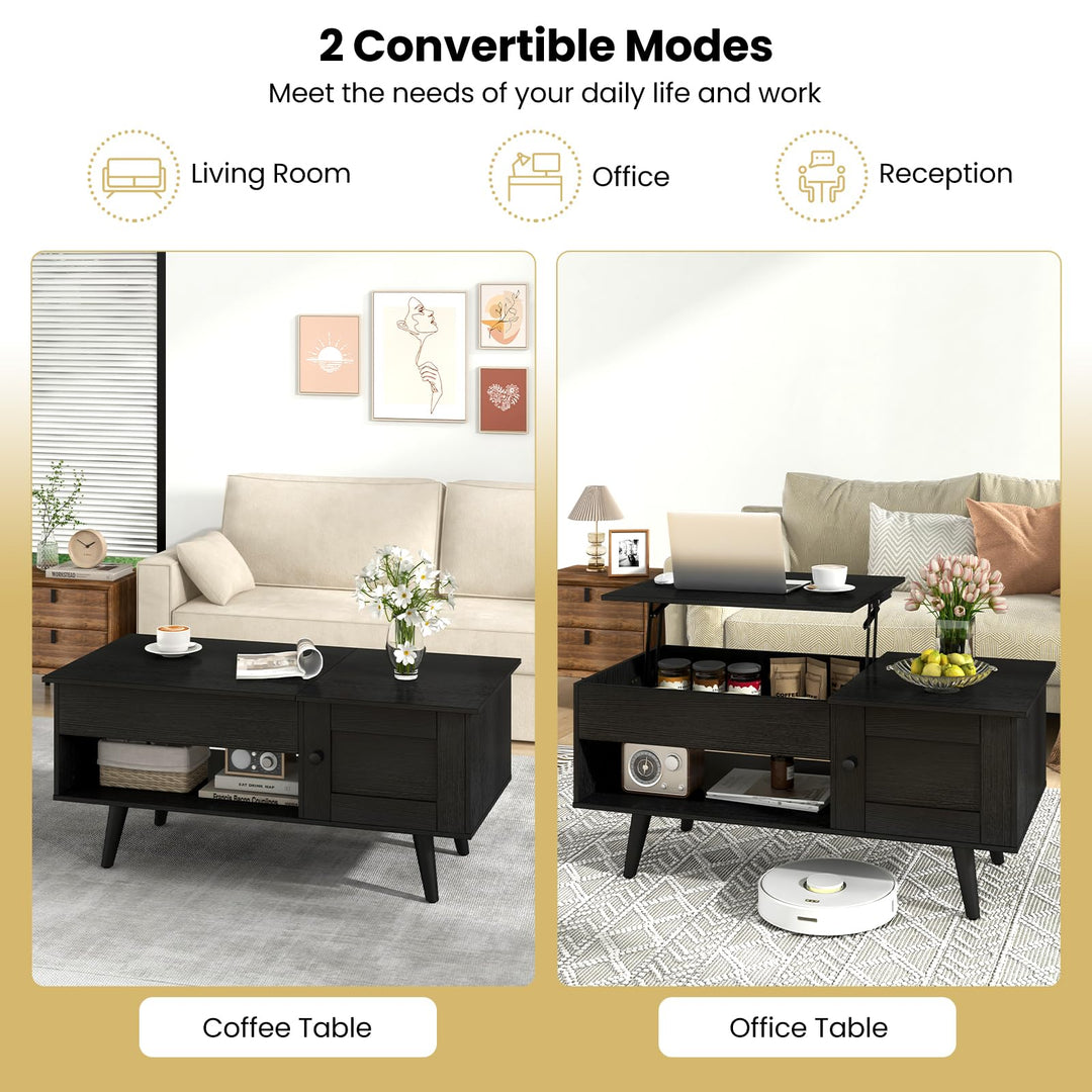 Giantex Lift Top Coffee Table, Modern Cocktail Table with Hidden Compartment, Open Shelf &amp; Cabinet