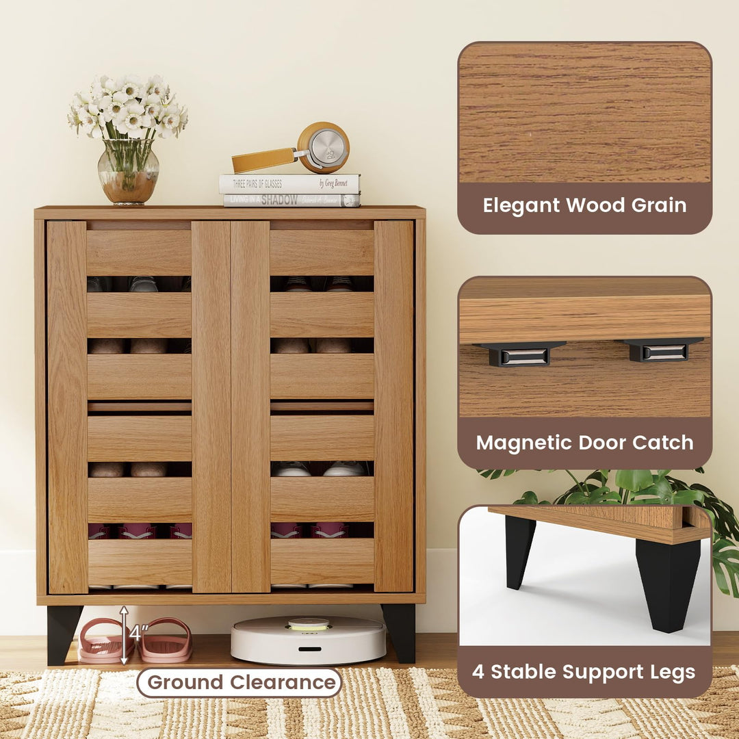 Giantex Shoe Cabinet with Louvered Doors