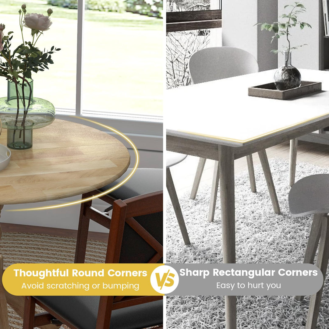 Giantex Wooden Dining Table, Dining Table with 40" D Round Tabletop &amp; Curved Trestle Legs