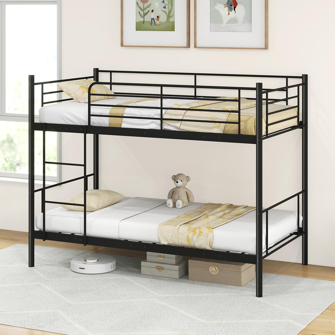 Giantex Metal Bunk Bed Twin Over Twin, Bunk Beds for Kids, Teens &amp; Adults Bunk Bed with Stairs