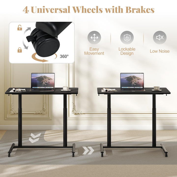 Giantex Mobile Standing Desk Height Adjustable Computer Desk with Wheels &amp; Aluminum Frame