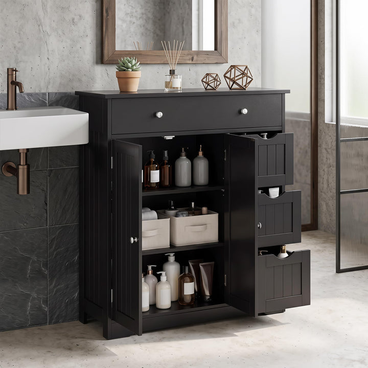 GIANTEX Bathroom Storage Cabinet with 4 Drawers and 2 Doors