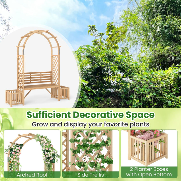 Giantex Outdoor Bench with Garden Arch &amp; Planters