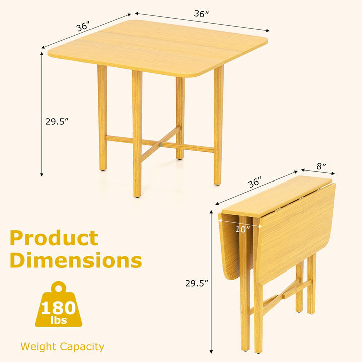 Giantex 36" Extendable Dining Table with Drop Leaf X-Shaped Frame Rubber Wood Legs