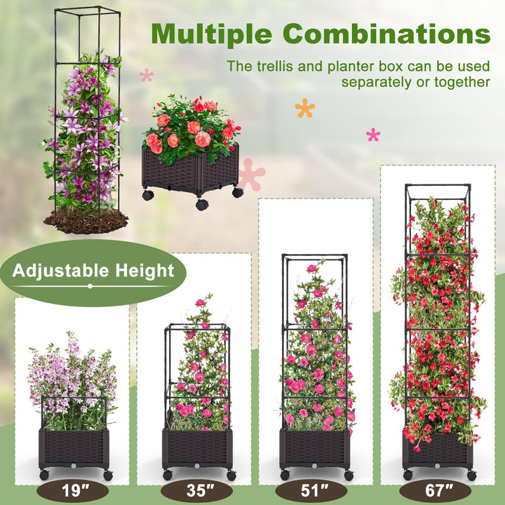 Giantex Raised Garden Bed with Tomato Cages, 67” Adjustable Height