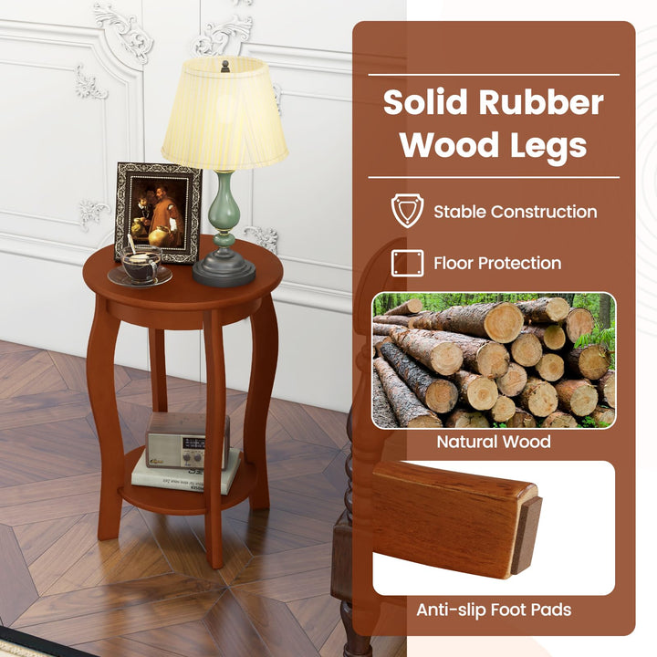 Giantex 2-Tier End Table, Narrow Tiered Telephone Table with Storage Shelf, Solid Wood Legs