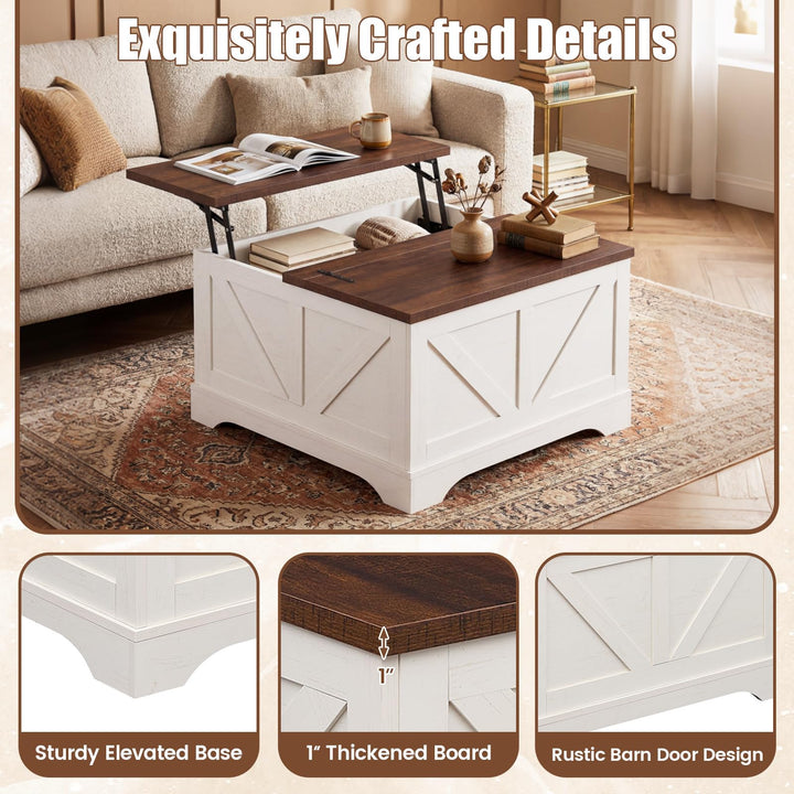 Giantex 31.5" Square Farmhouse Lift Top Coffee Table with Storage