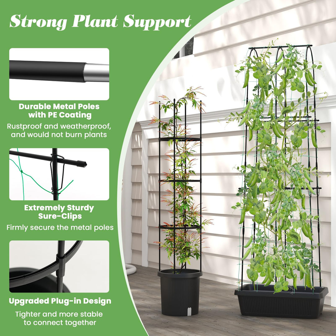 Giantex Set of 2 Raised Garden Bed w/Trellis &amp; Plant Cage, Planter Box w/ 71” Cucumber Trellis