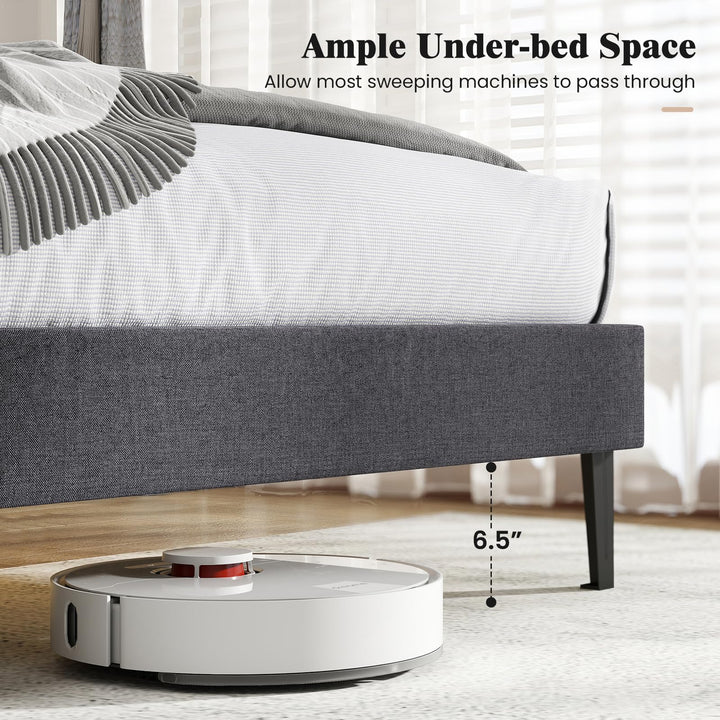 Giantex Queen/Full/Twin Size Upholstered Bed Frame Platform Bed with Height Adjustable Vertical Channel Headboard