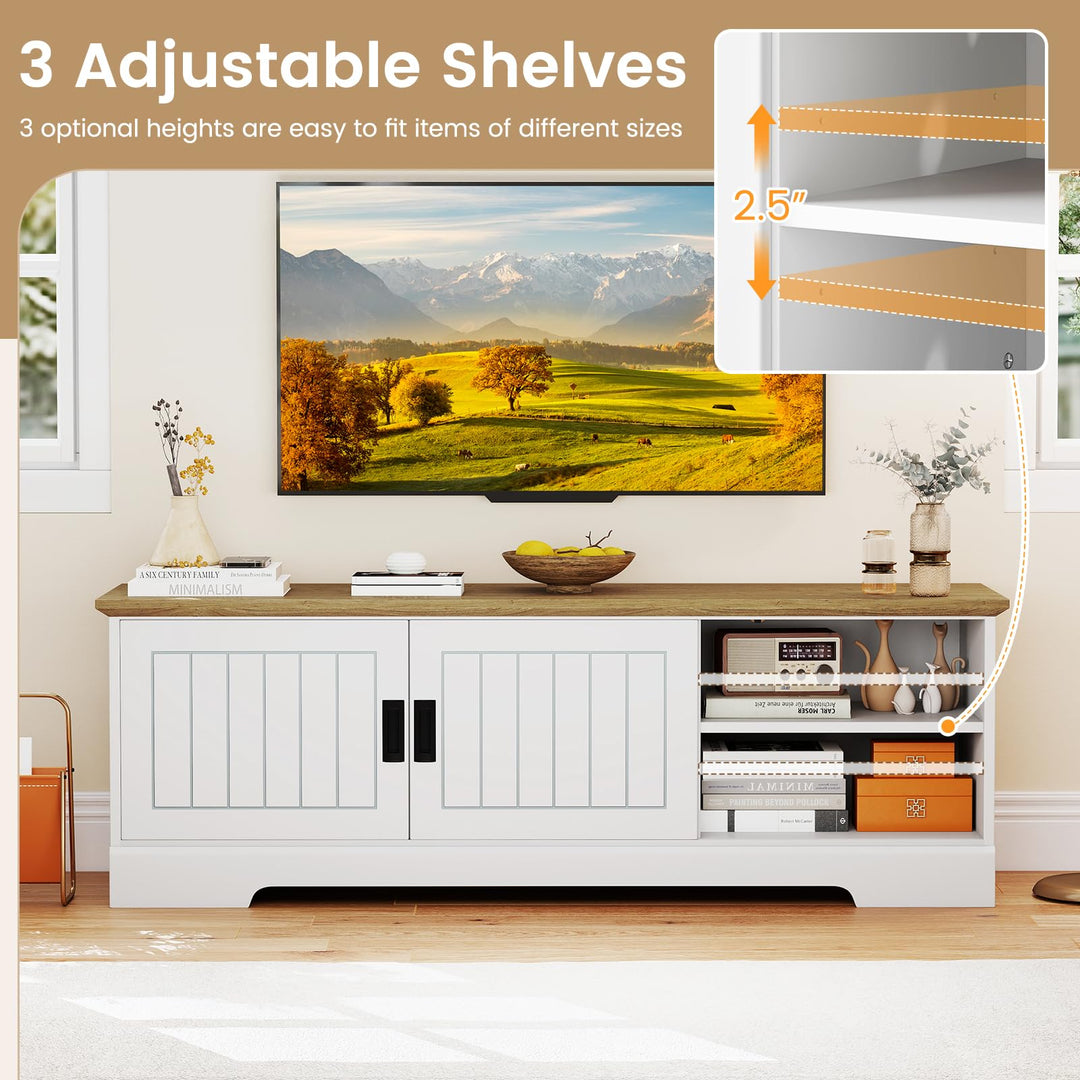 Giantex Farmhouse TV Stand for TVs up to 65" Entertainment Center with Storage Cabinets