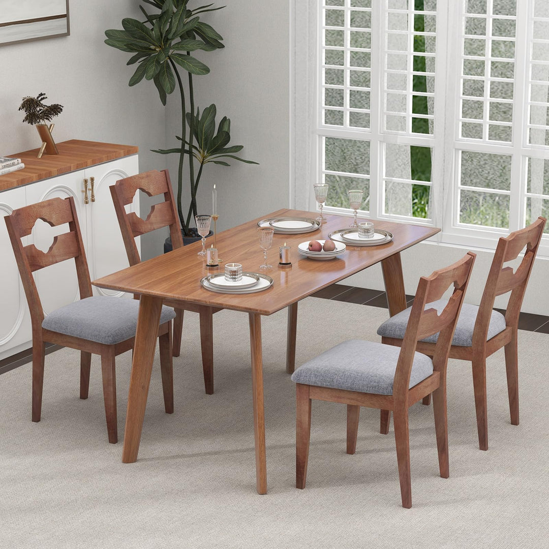 Giantex Wooden Dining Chairs Set of 2/4, Rubber Wood Dinner Chair w/Hollowed Backrest &amp; Padded Seat