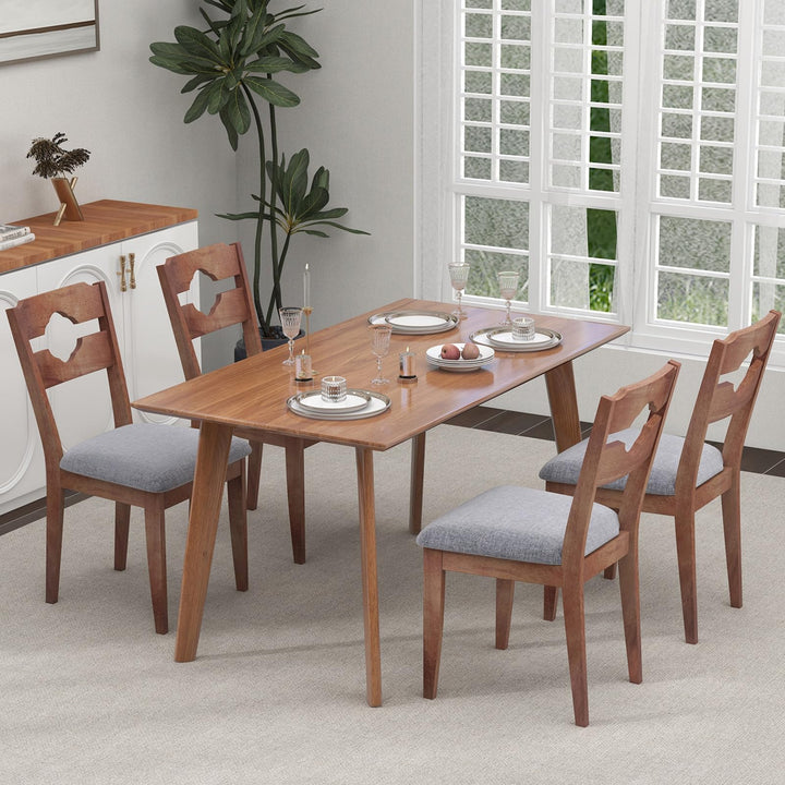 Giantex Wooden Dining Chairs Set of 2/4, Rubber Wood Dinner Chair w/Hollowed Backrest &amp; Padded Seat