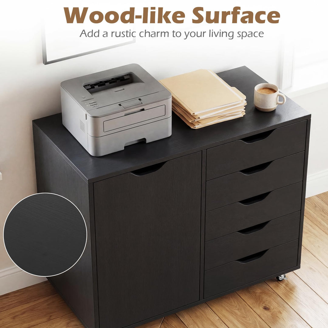 Giantex 5-Drawer File Cabinet with Door (31" W x 16" D x 25.5")