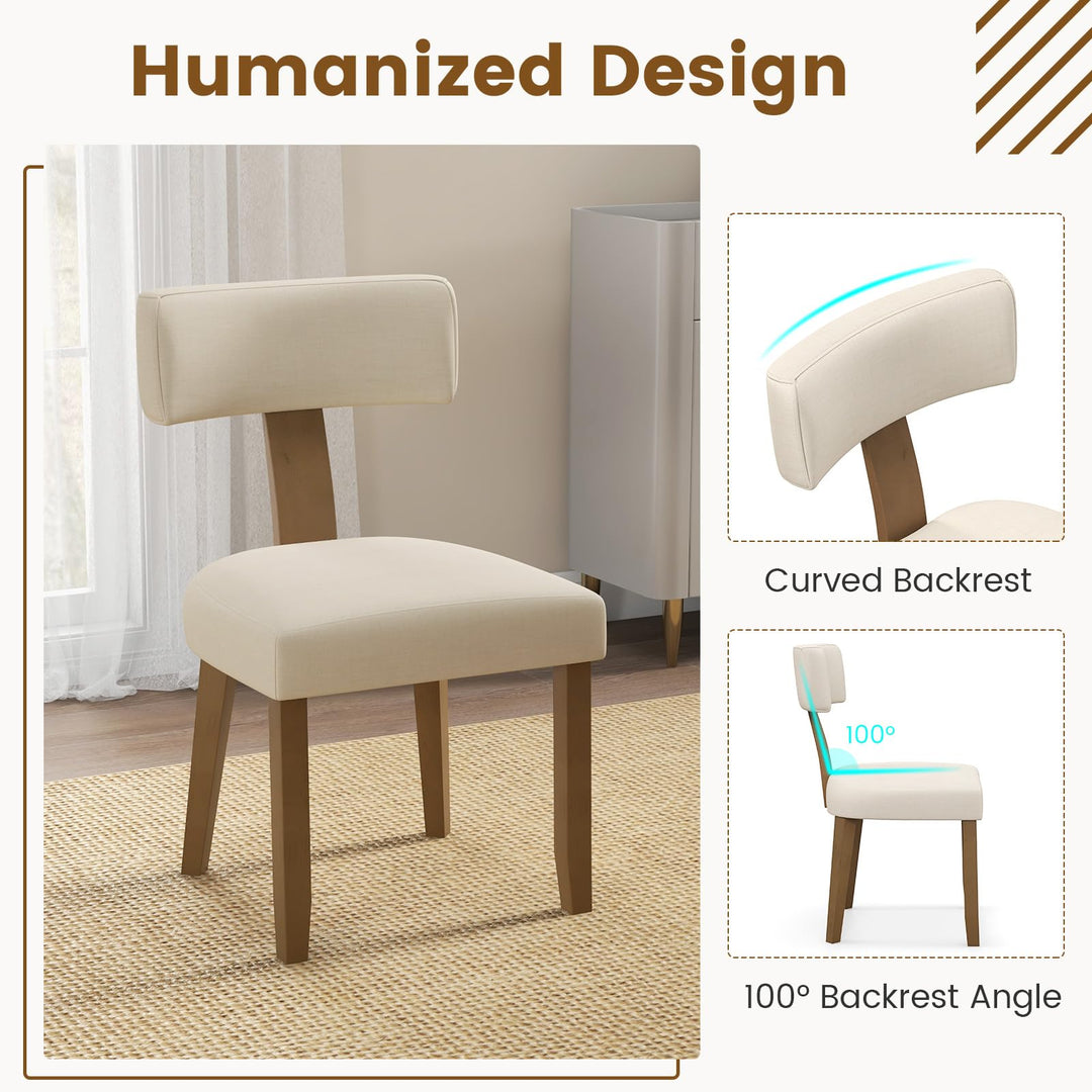 Giantex Upholstered Dining Chairs Set, Mid Century Modern Kitchen Chairs w/Curved Backrest &amp; Rubber Wood Legs
