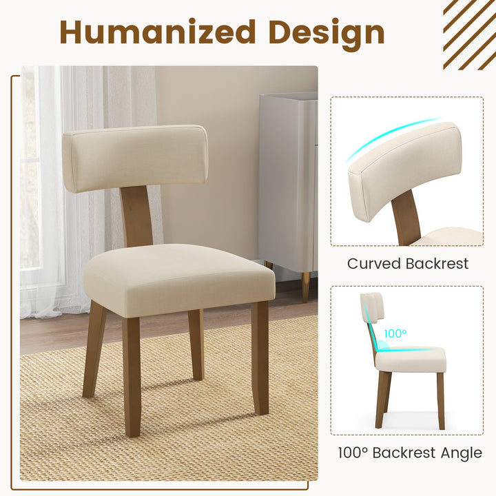 Giantex Upholstered Dining Chairs Set, Mid Century Modern Kitchen Chairs w/Curved Backrest &amp; Rubber Wood Legs