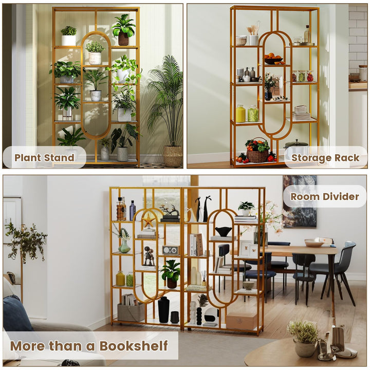 Giantex 5-Tier Bookshelf 69" Tall Geometric Bookcase w/ 10 Open Shelves