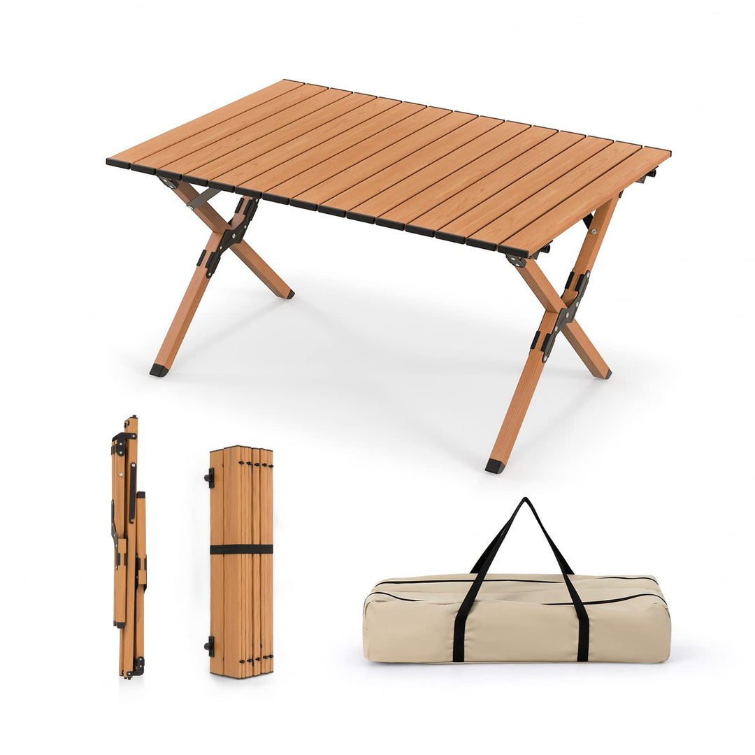 Giantex Folding Camping Table, Roll-Up Folding Table w/Carry Bag