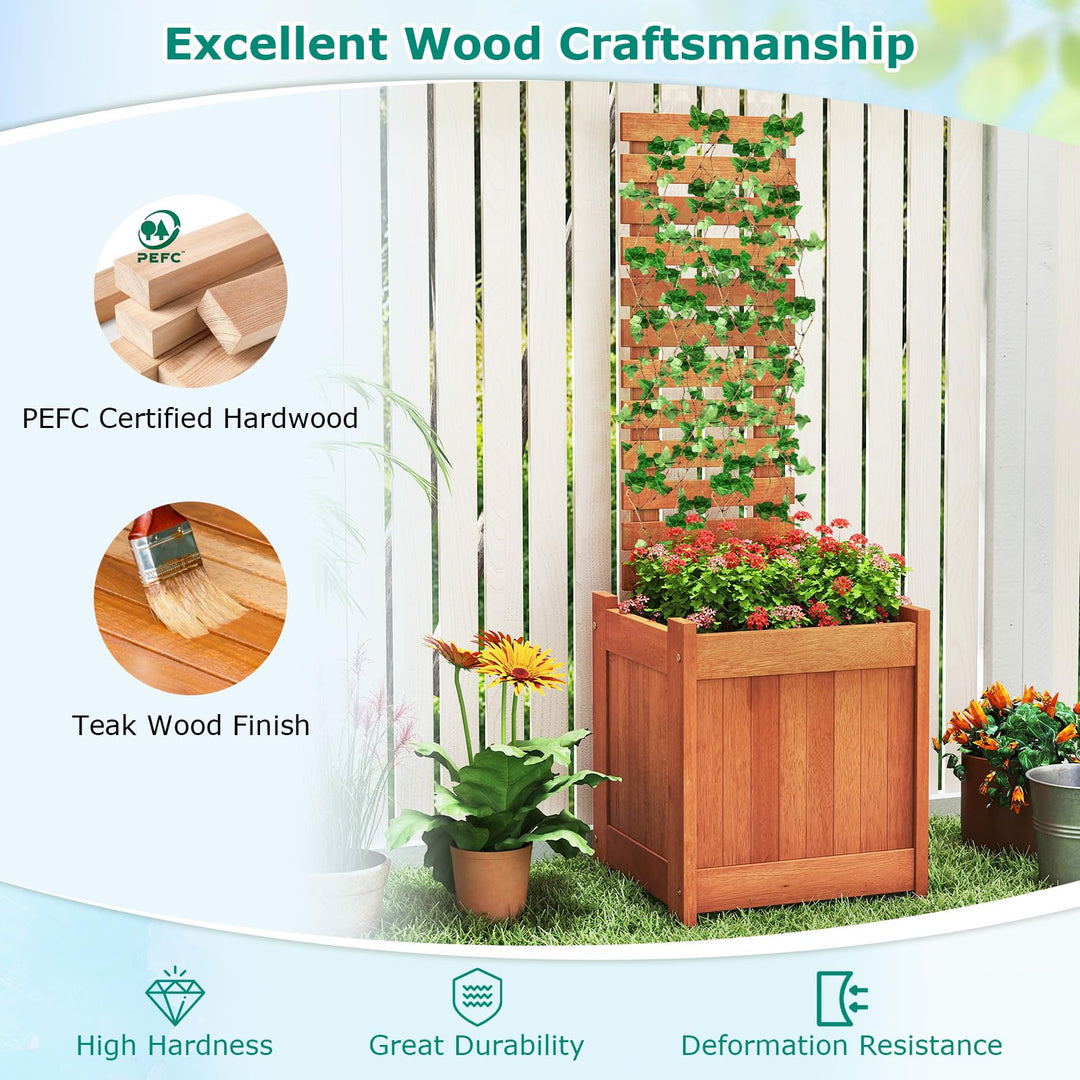 Giantex Outdoor Wooden Raised Garden Bed with Trellis