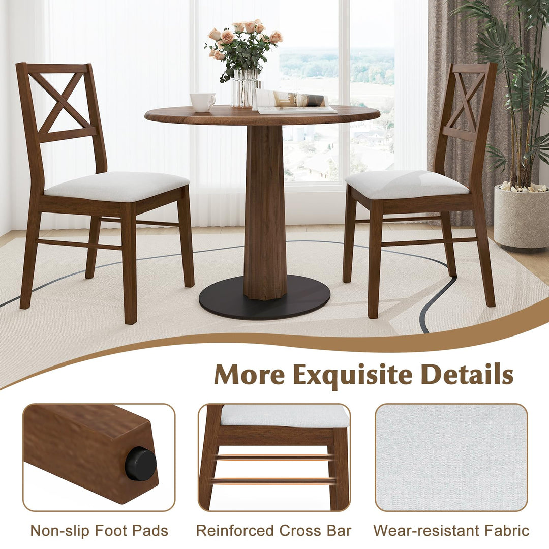 Giantex Wooden Dining Chairs Set of 2/4, Upholstered Kitchen Chairs w/Cross Back &amp; Padded Seat