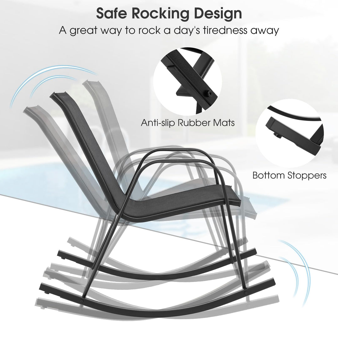 Giantex Outdoor Rocking Chairs , Patio Rocking Chairs w/Breathable Seat &amp; Back