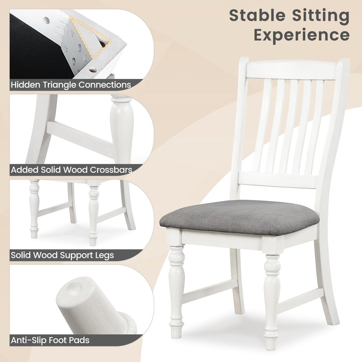 Giantex Wood Dining Chairs Set of 2/4 Farmhouse Kitchen Chairs with Solid Wood Frame, Max Load 355 Lbs