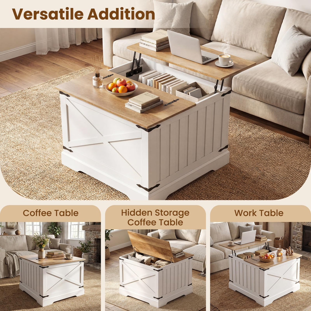 Giantex 31.5" Square Wood Center Table with Large Hidden Storage Compartment &amp; Hinged Lift Top