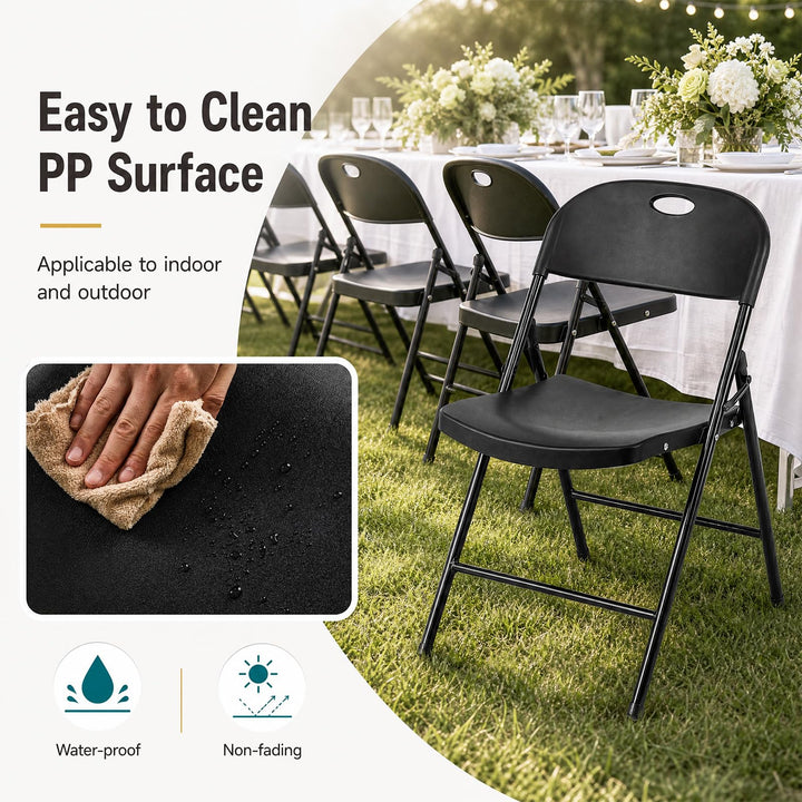Giantex Plastic Folding Chair | Portable Stackable Commercial Seats with Ergonomic Backrest