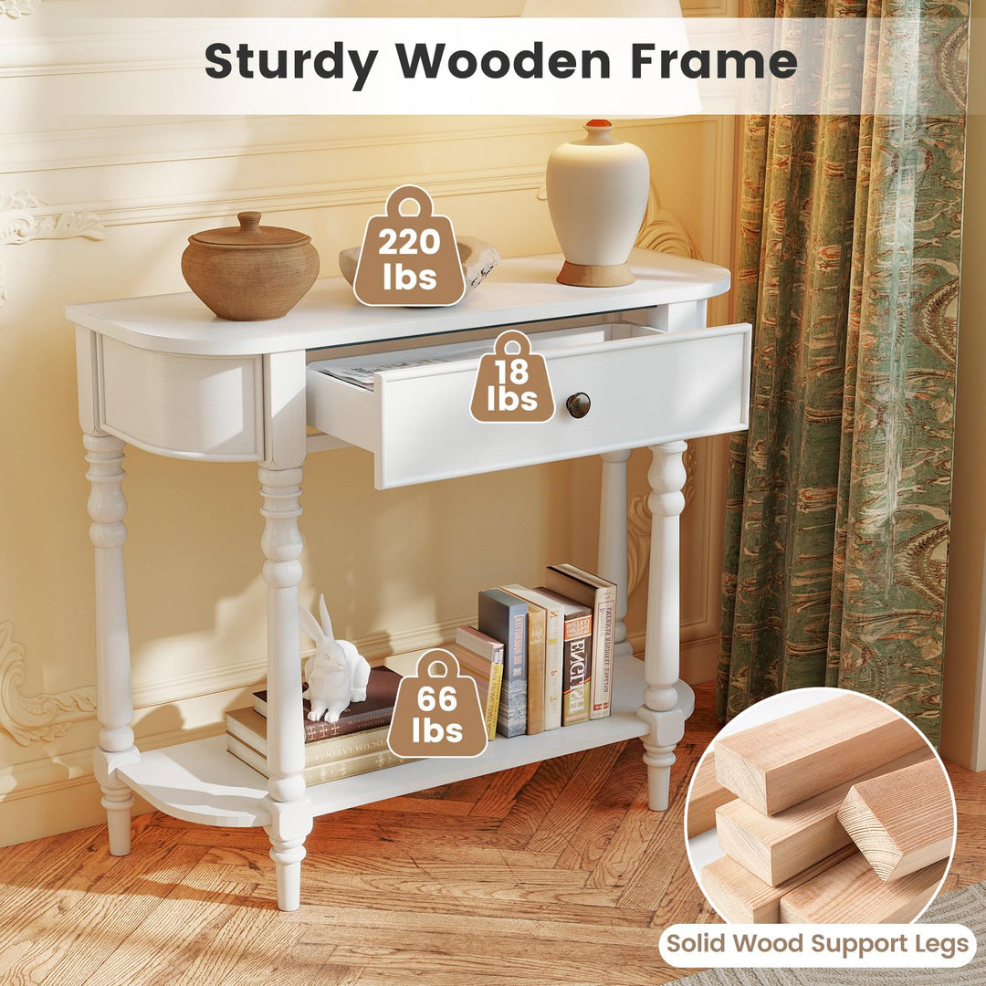Giantex 36" Wooden Entryway Table with Storage Drawer &amp; Open Shelf