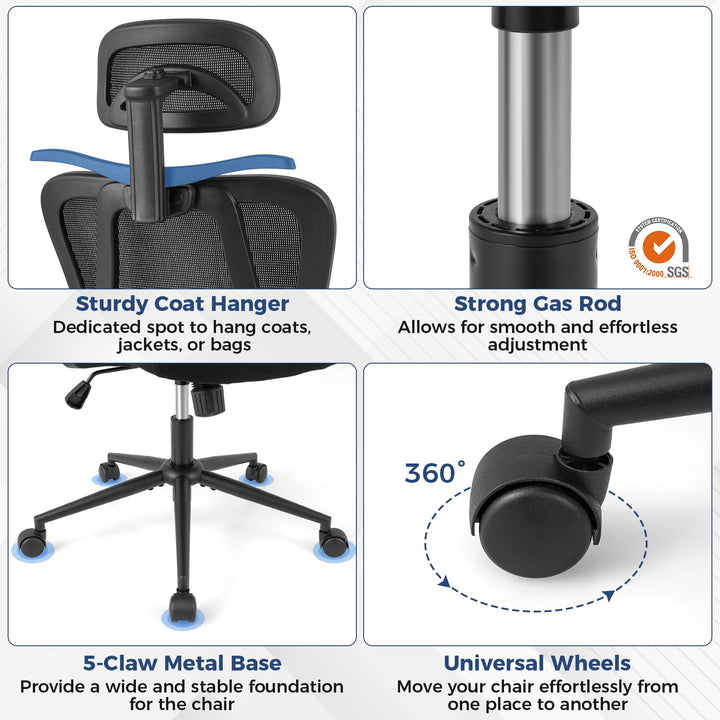 Giantex Ergonomic Office Chair with 3D Headrest and Reclining Backrest