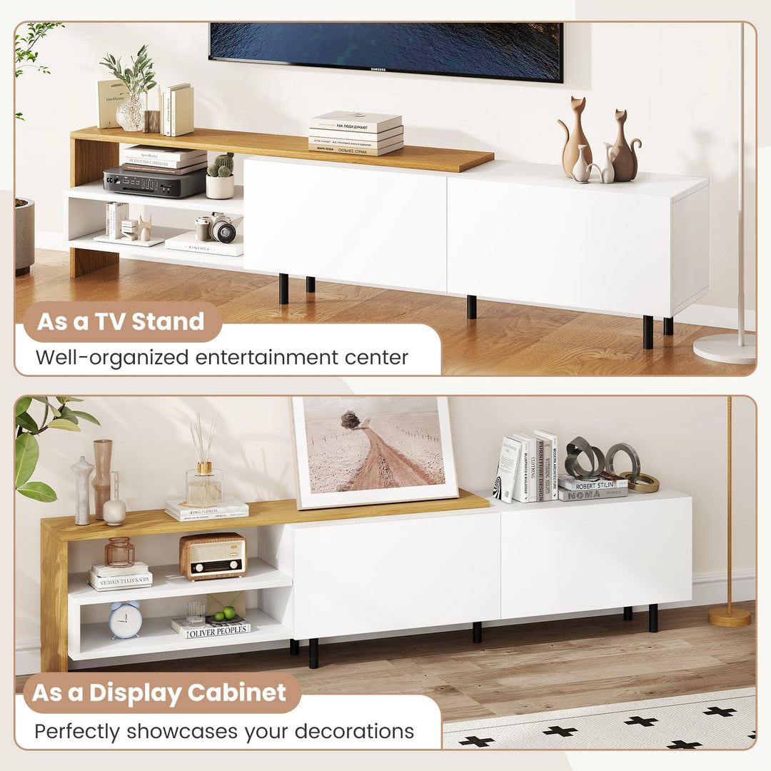 Giantex Modern TV Stand for 80 Inches TVs with Storage Shelves and Cabinets