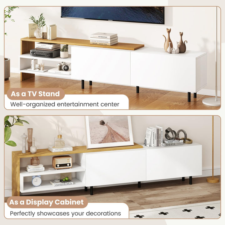 Giantex Modern TV Stand for 80 Inches TVs with Storage Shelves and Cabinets
