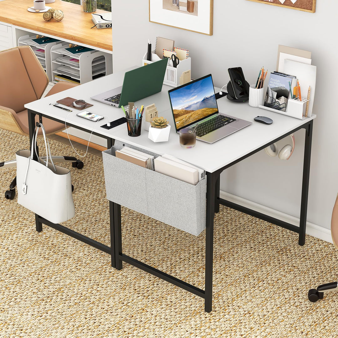 Giantex Conference Table with Charging Station, 2/4/6 PCS 32" x 24" Rectangular Meeting Room Desk with Storage Bag &amp; Hook