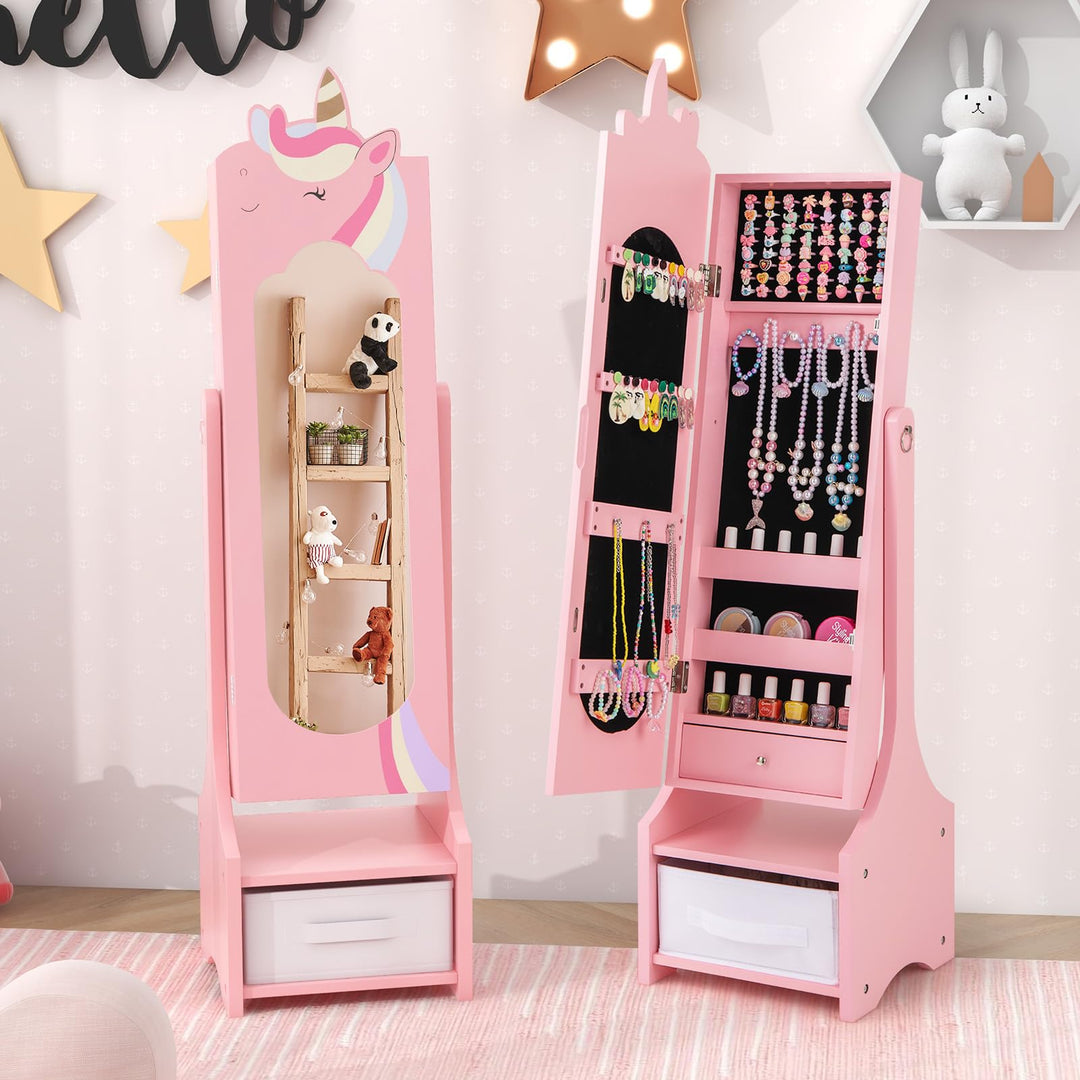 CHARMAID Kids Mirror Jewelry Cabinet - 45.5&