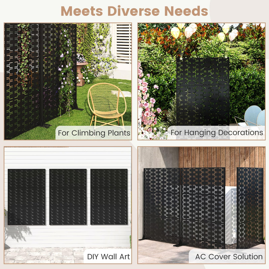 Giantex Metal Privacy Screen 72 x 48 Inch Freestanding Fence Panel Indoor Outdoor