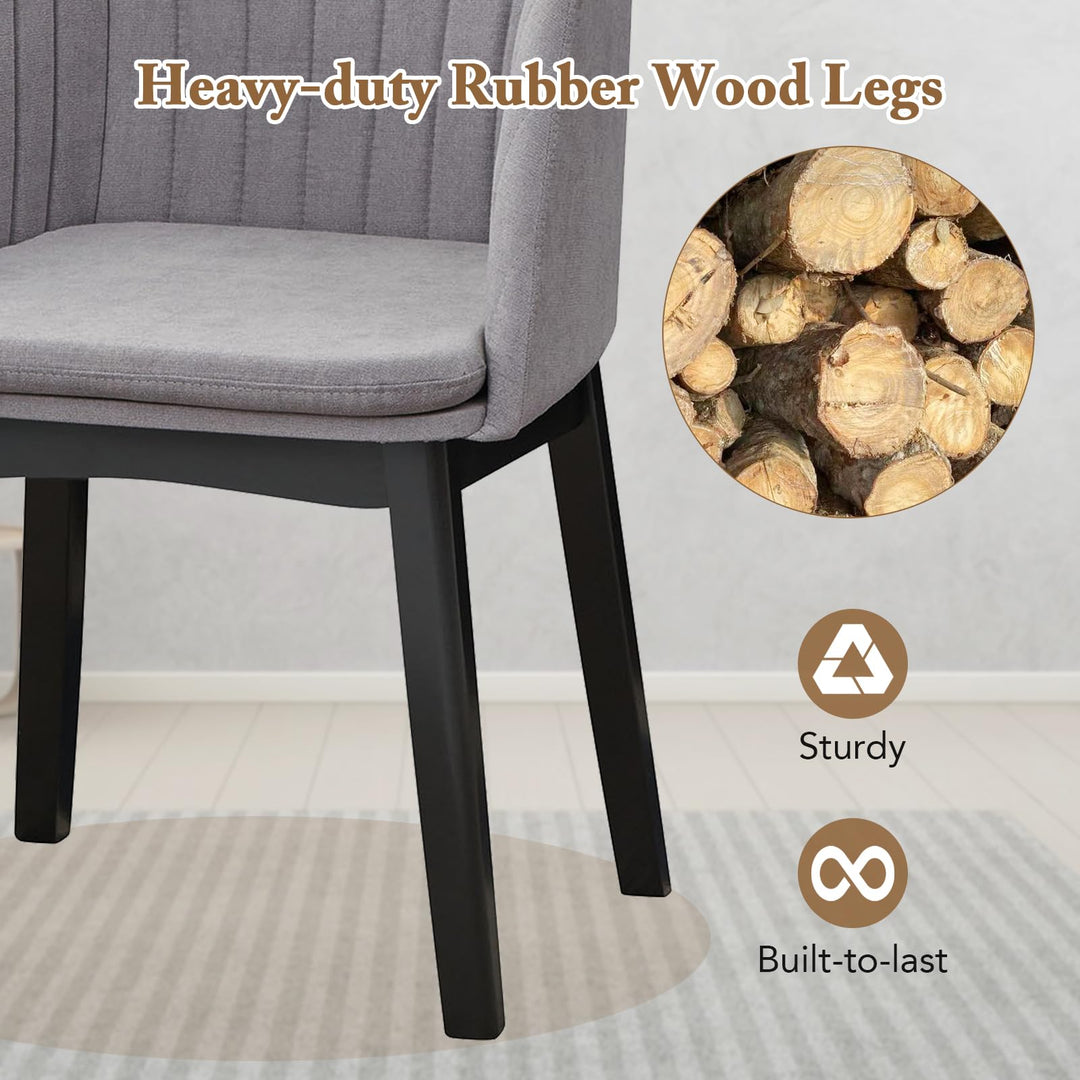 Giantex Modern Dining Chairs, Upholstered Velvet Accent Chairs w/Curved Backrests &amp; Rubber Wood Legs