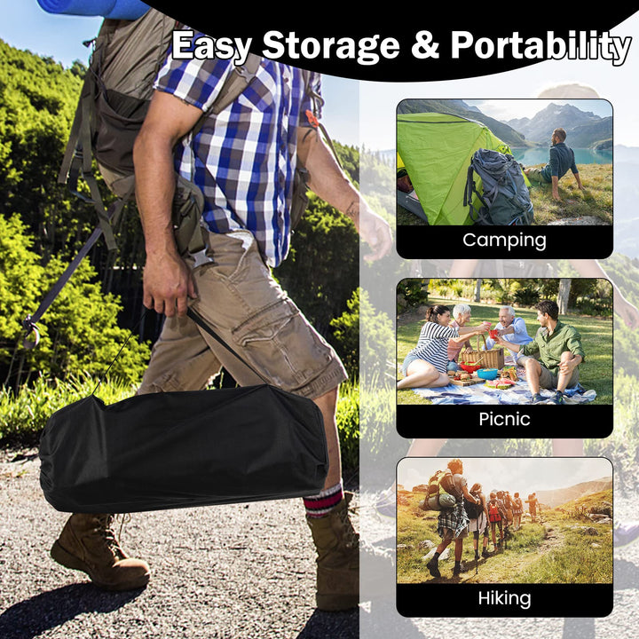 Giantex Folding Camping Table for 4-6 People, Roll-Up Lightweight Picnic Table with Large Aluminum Tabletop &amp; Carrying Bag (Black)