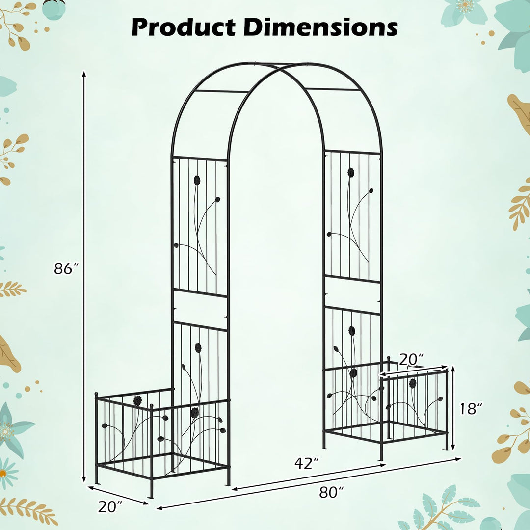 Giantex Garden Arch Trellis with Planters, 86&