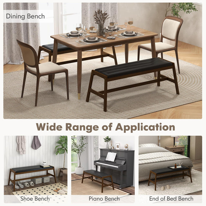 Giantex Upholstered Wood Dining Bench, 50" Entryway Bench w/Padded Seat &amp; Solid Rubber Wood Frame
