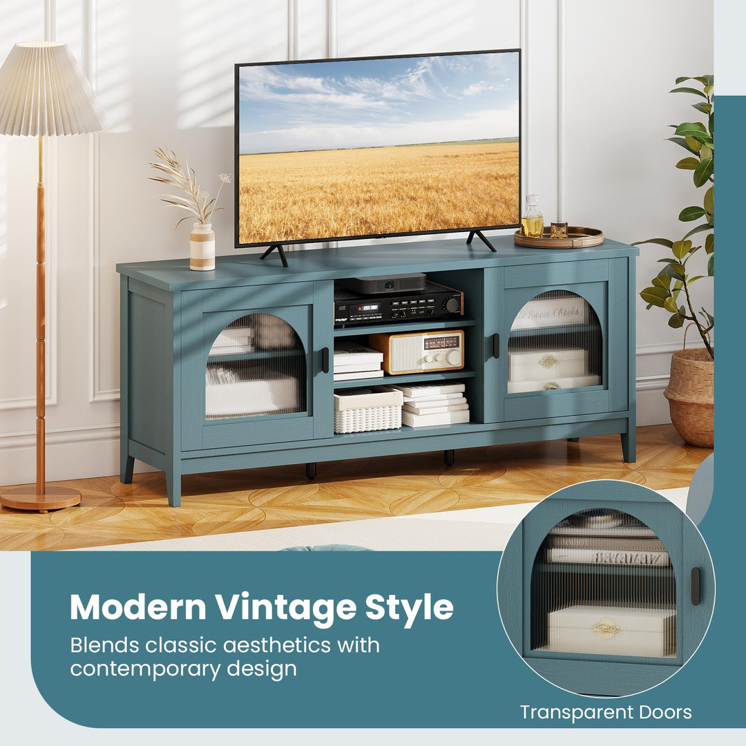 Giantex Modern Vintage TV Cabinet with Adjustable Shelves and 2 Cable Holes for TVs up to 65 Inches