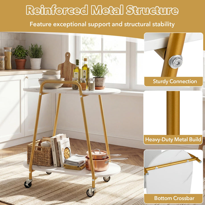 Giantex 2-Tier Gold Rolling Cart for Home Kitchen