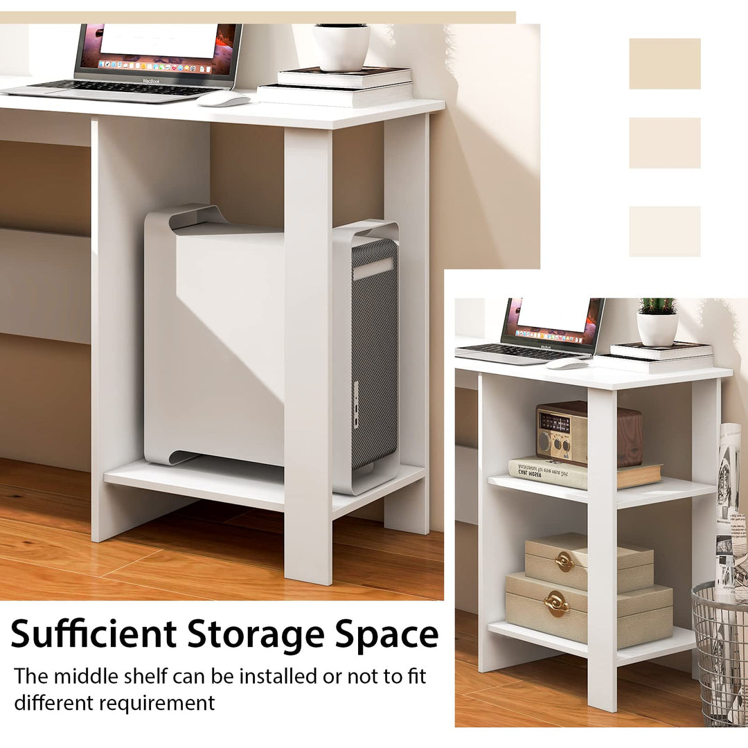 Giantex L Shaped Computer Desk, 51" Large Corner Desk with 2 Cable Holes &amp; 2 Storage Shelves, White