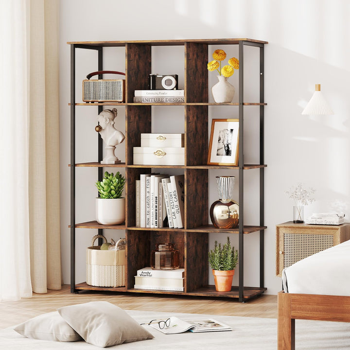 Giantex 12 Cube Bookcase 5 Tier Industrial Bookshelf